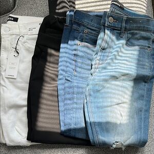 Express Women's Jeans - Blue, Black, and White